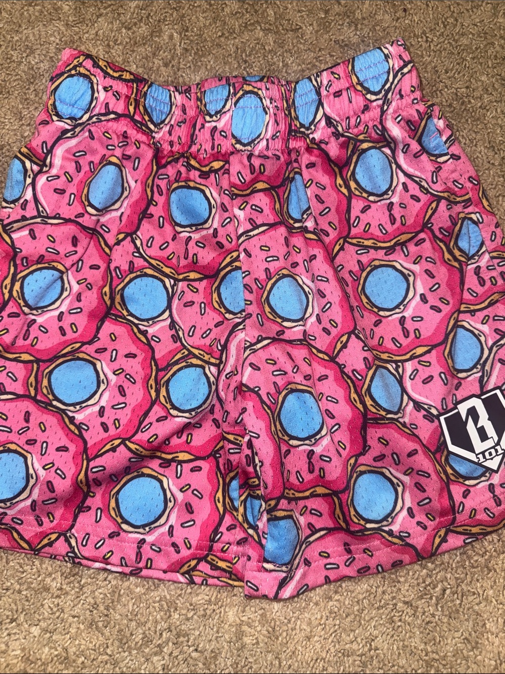 Baseball Lifestyle 101 Kids Pink Donut Print Shorts
